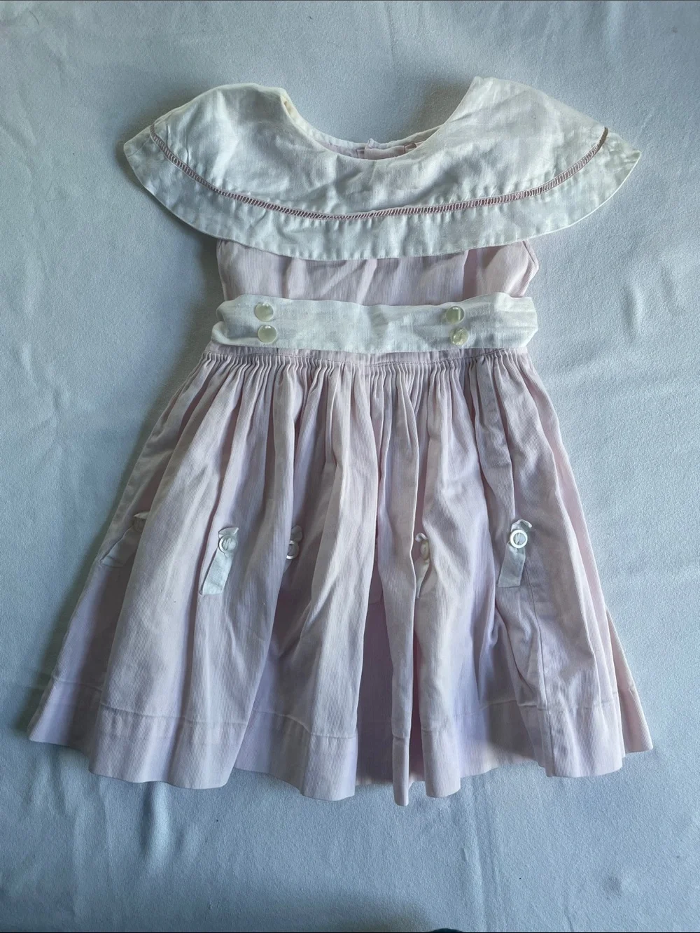 VINTAGE 50s 60s Dress Midcentury Modern Pink Gathered Skirt Pastel Pink 2T 3T